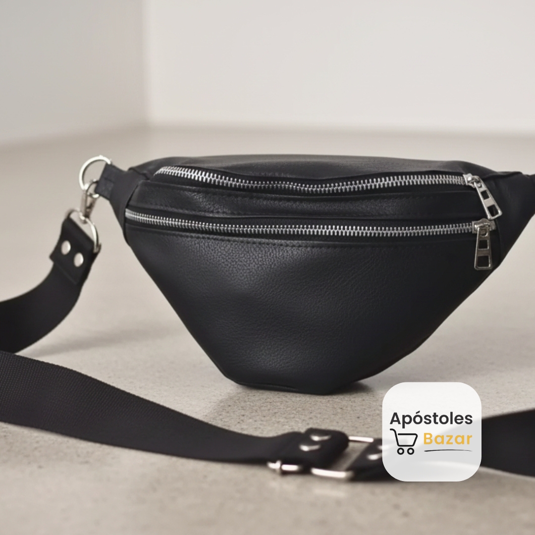 Detalle de la riñonera negra